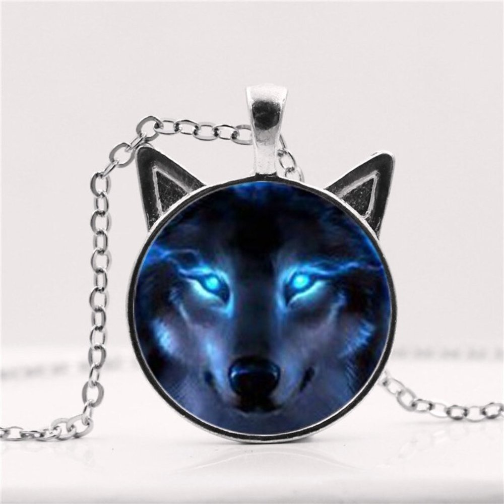 Wolf Necklace Wolf Pendant Jewelry Glass Cabochon